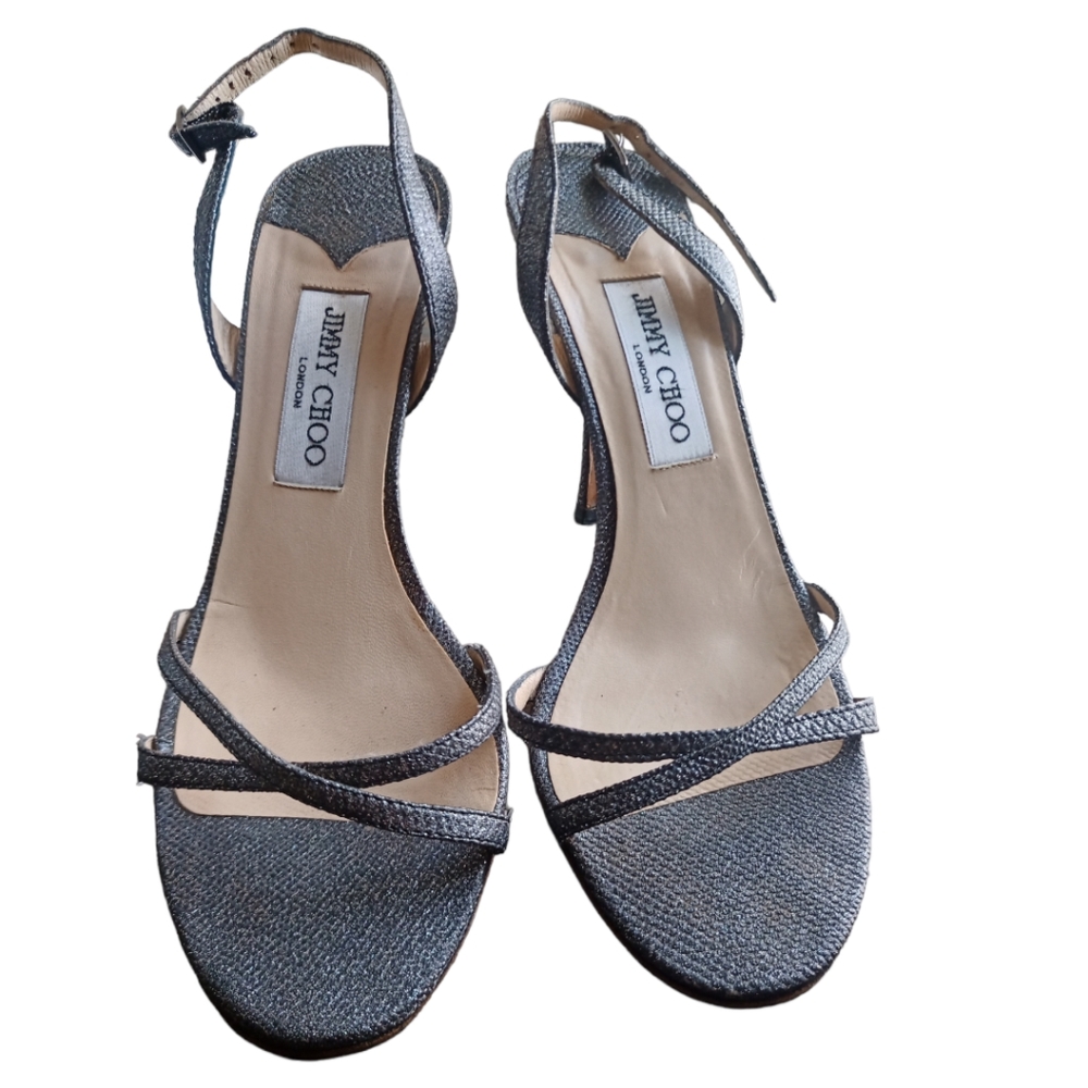 size 39 Jimmy Choo glitter karung strappy sandals